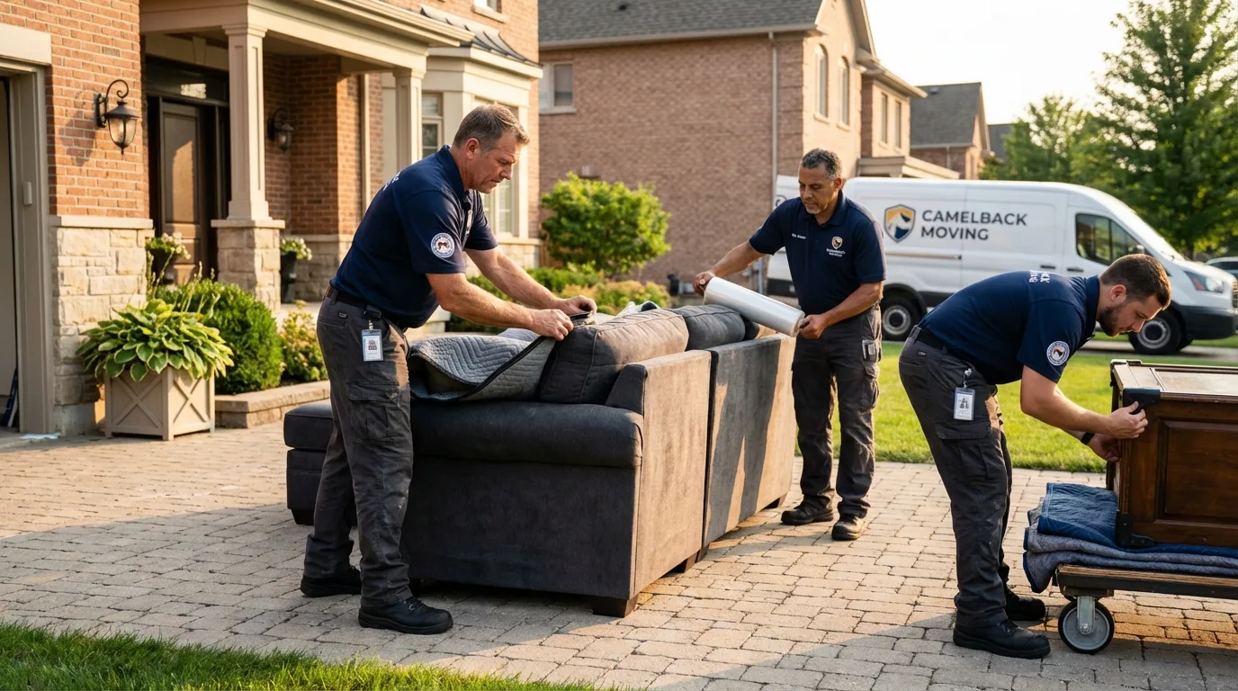 Large estate moving crew wrapping furniture in Fostoria, OH